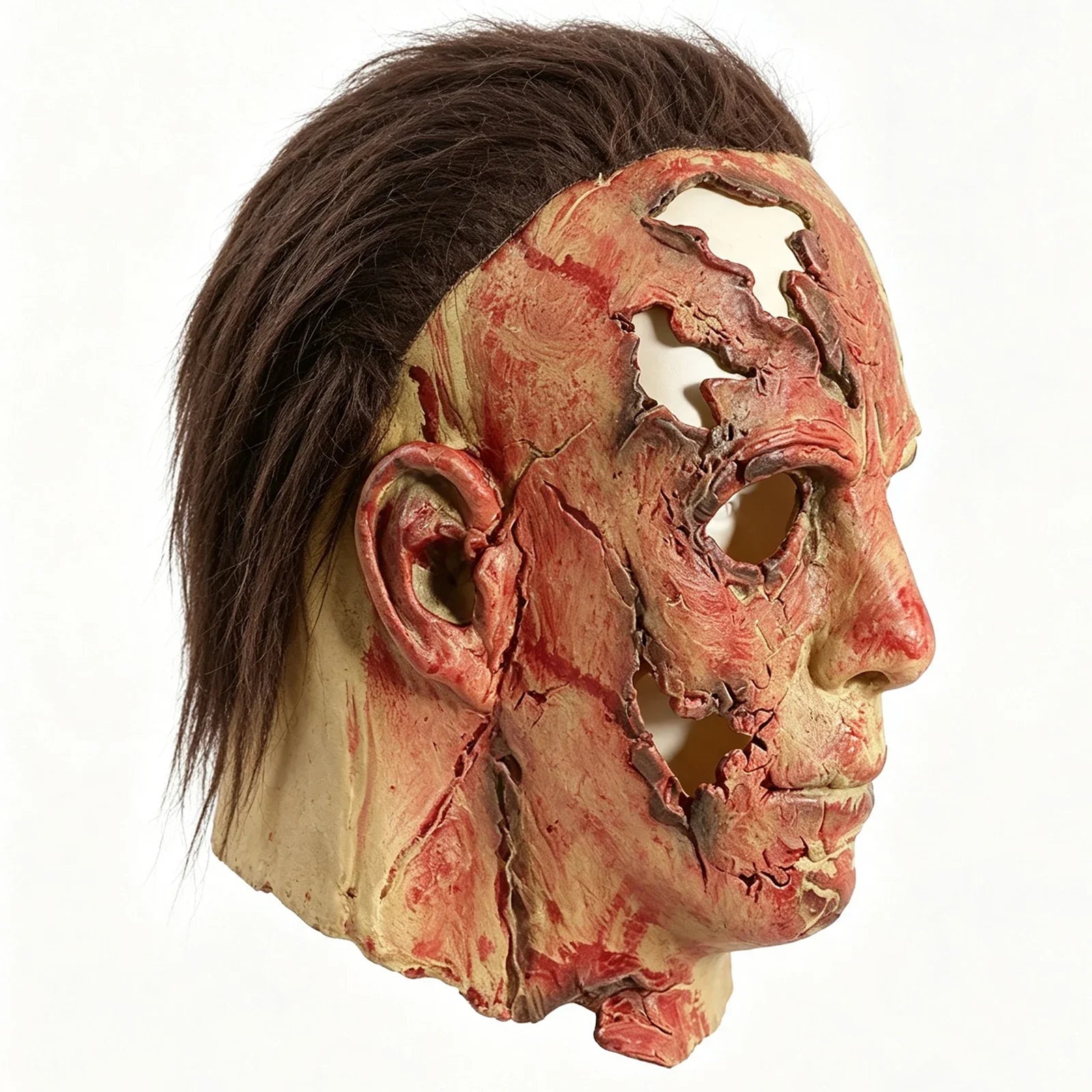 Side and rear views of the Scarred Slasher Mask – Two Styles, scarred-face style
