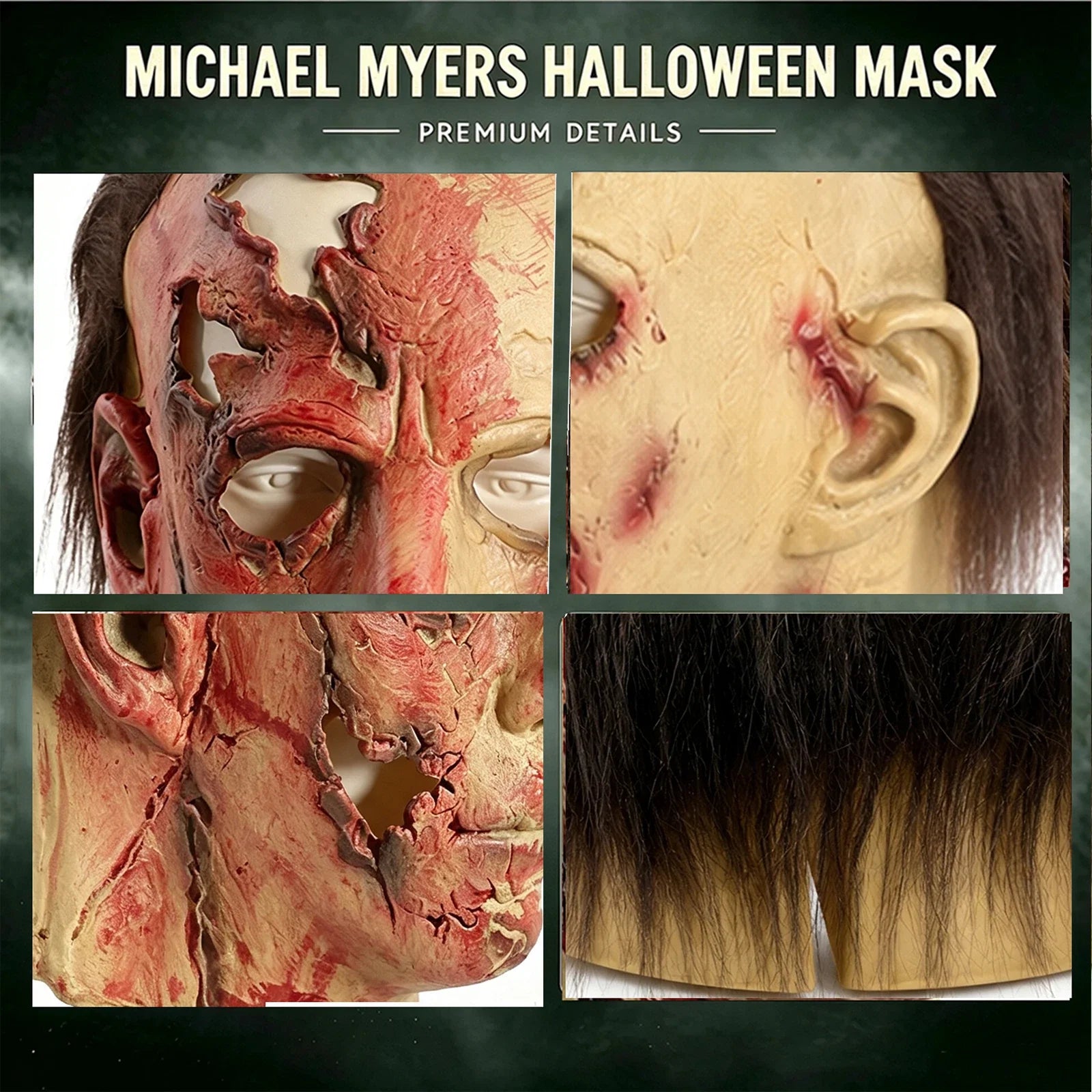 Close-up of the Scarred Slasher Mask – Two Styles, scarred-face style, showing texture and construction details