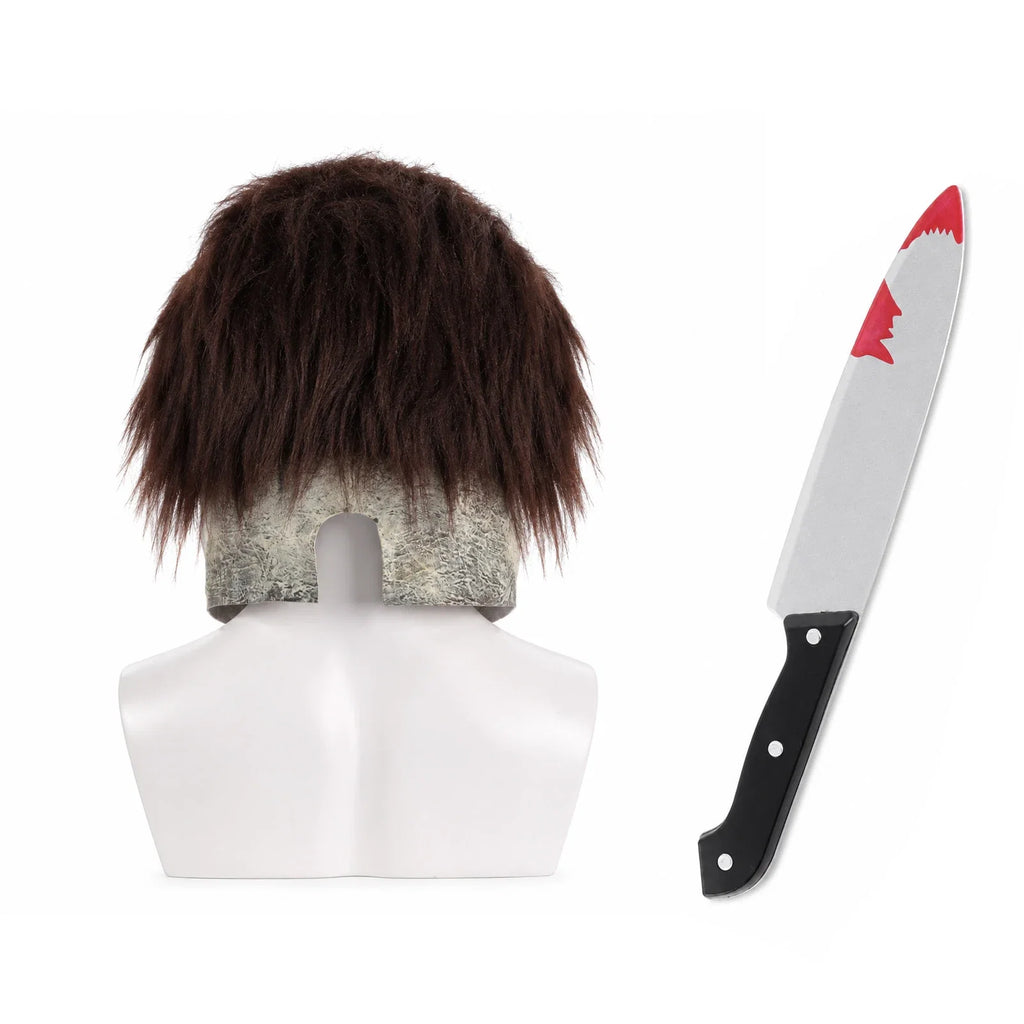 Additional wearing angles of the Weathered Slasher Mask & Prop Knife Set