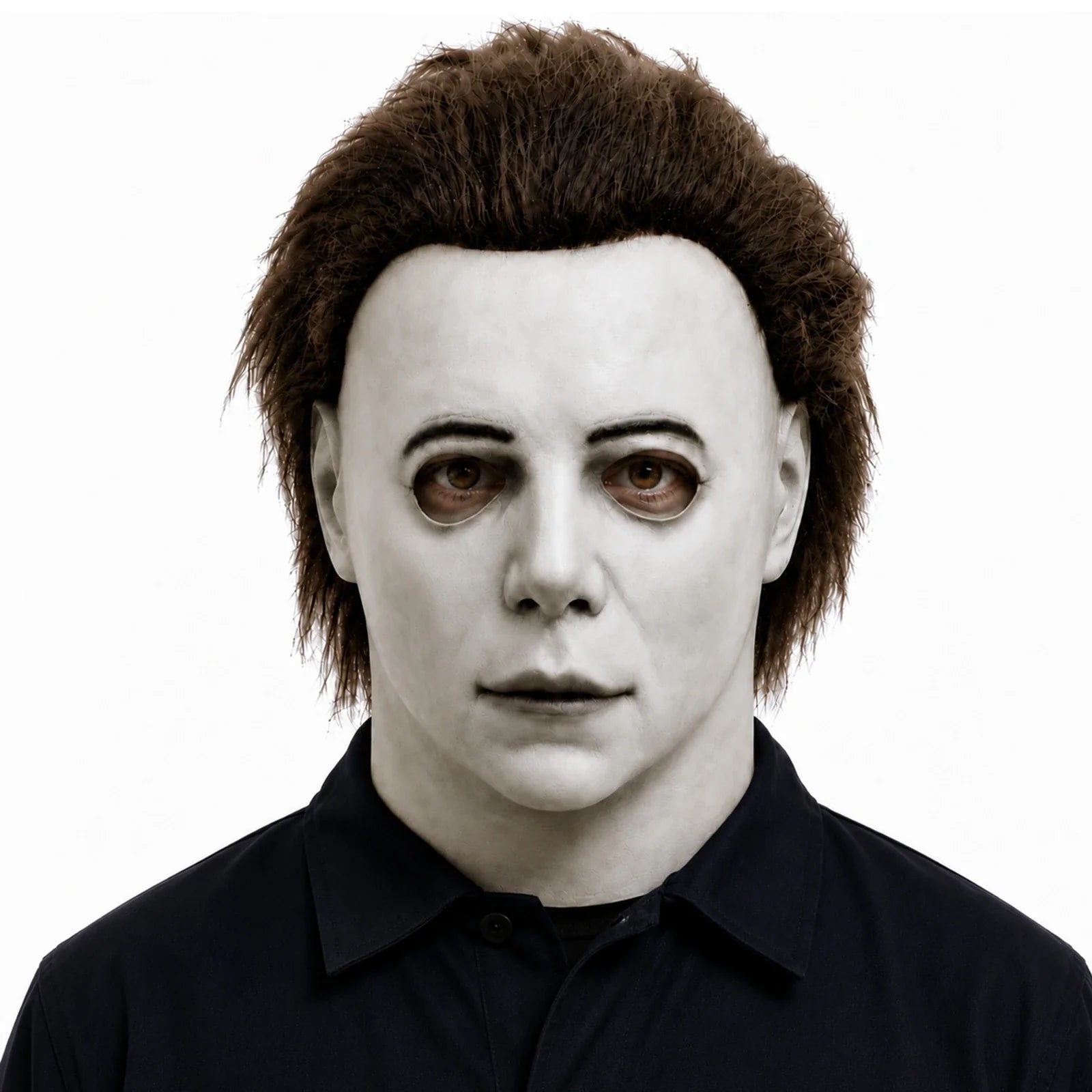 Alternate front view of the White Blank-Face Slasher Mask on a clean background