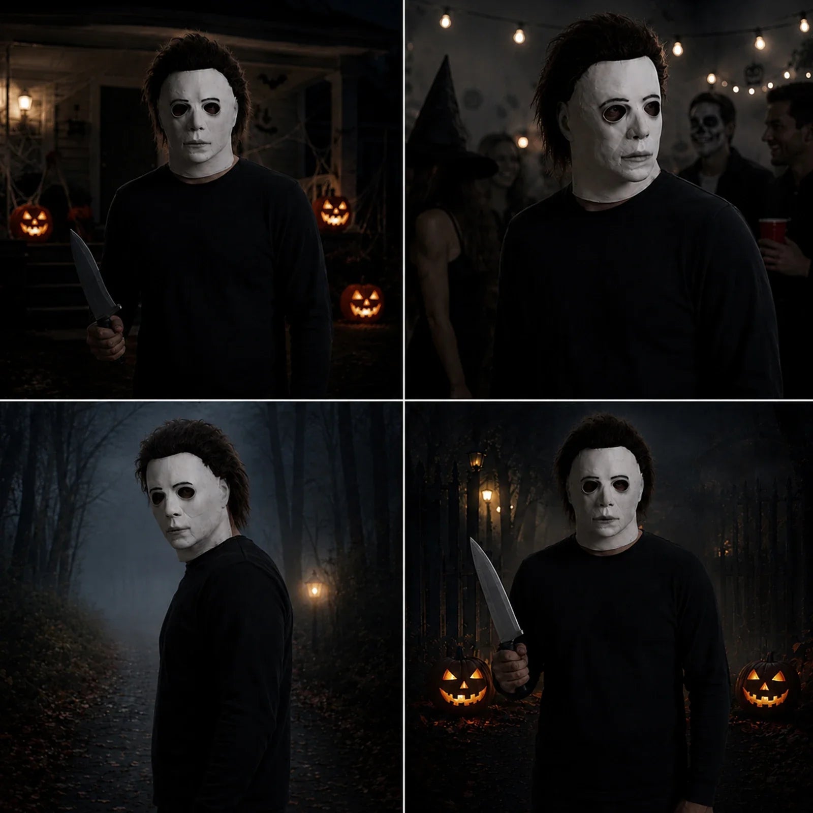 The White Blank-Face Slasher Mask shown in a second Halloween scene