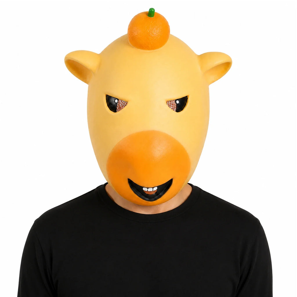 Alternate front view of the Yellow Cartoon Animal Full-Head Mask on a clean background