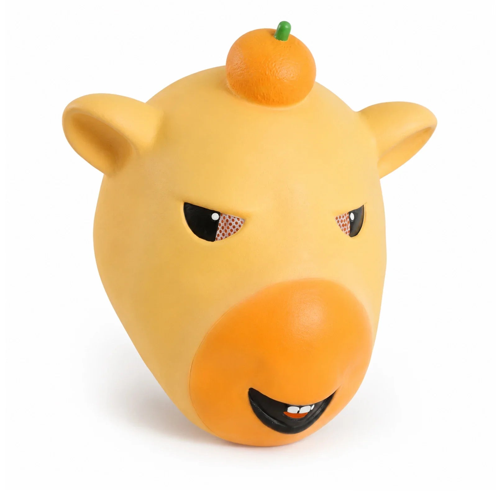 Front and three-quarter views of the Yellow Cartoon Animal Full-Head Mask