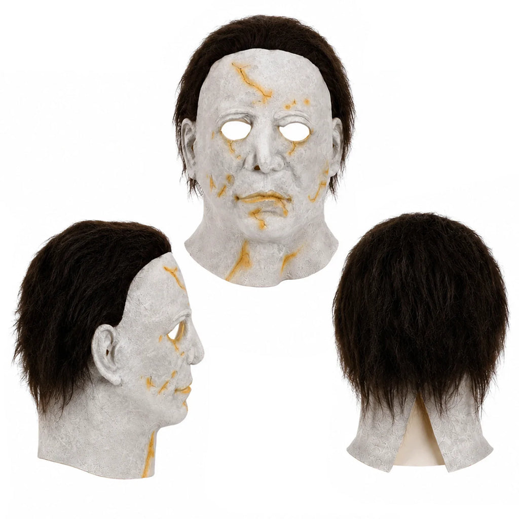 Additional wearing angles of the Yellow Scarred Slasher Mask