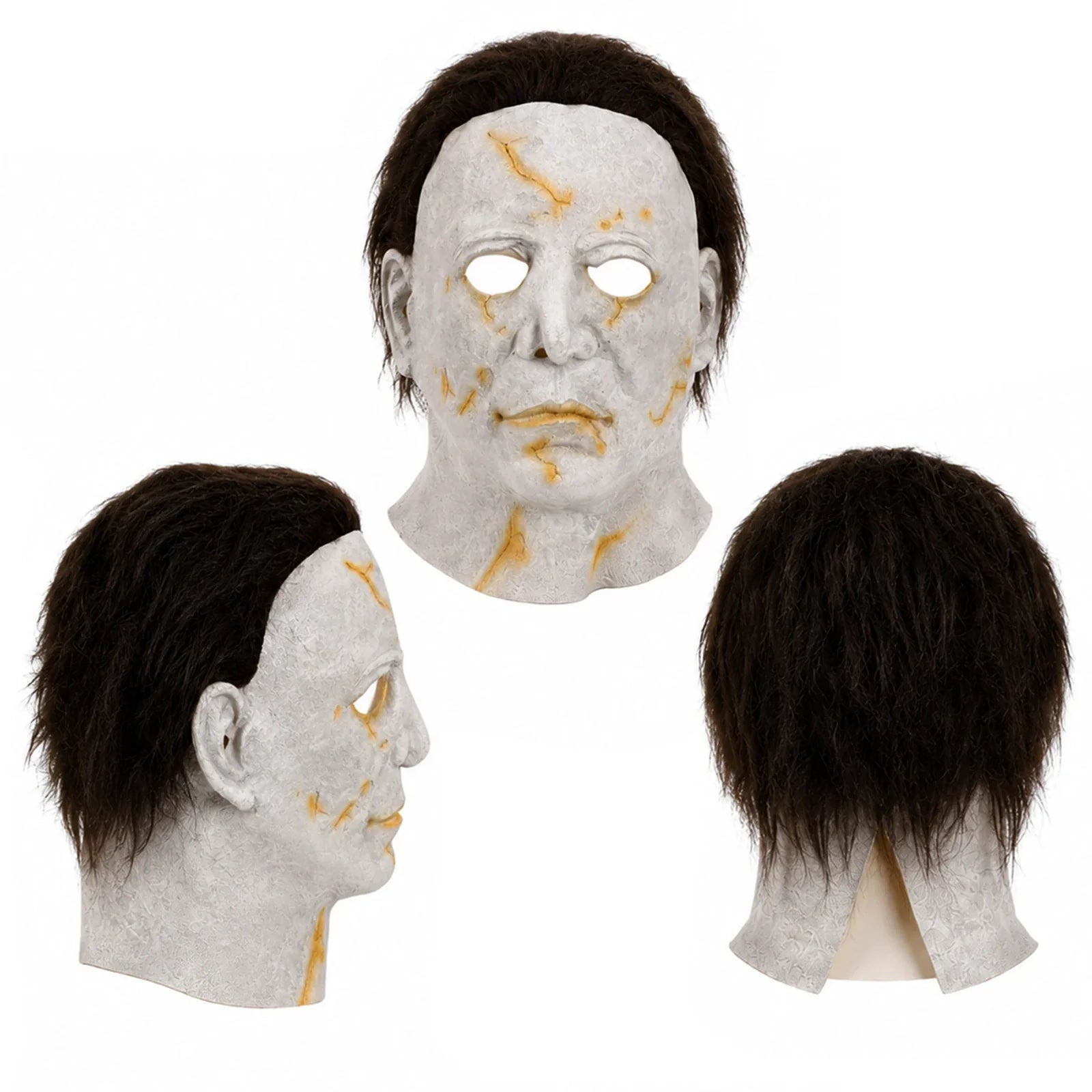 Additional wearing angles of the Yellow Scarred Slasher Mask