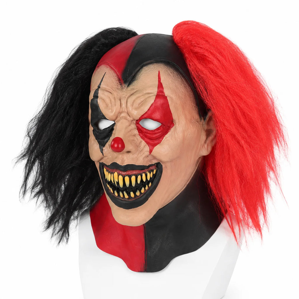 Red & Black Hair Evil Clown Mask, front product view