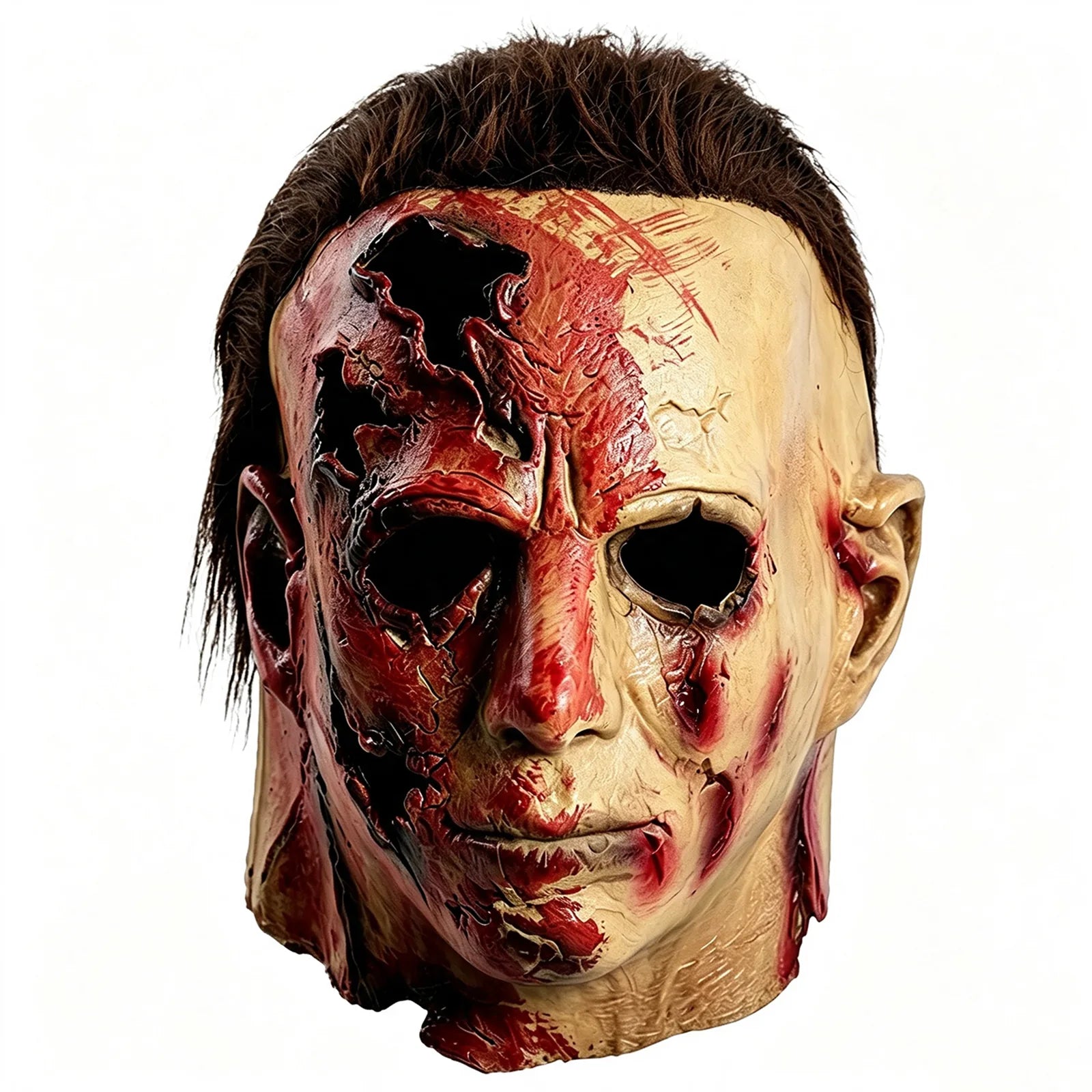 Weathered-face slasher mask, front view