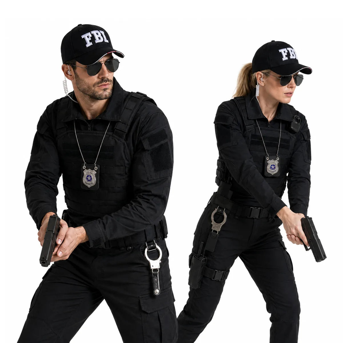 Side view of the secret agent costume accessory set, showing its profile and visible construction details.