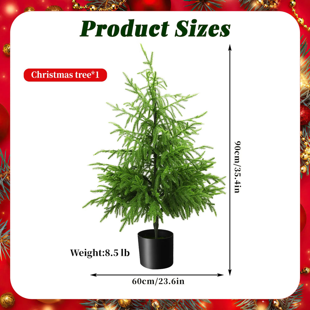 The size graphic shows dimensions for the 90 cm potted tree.