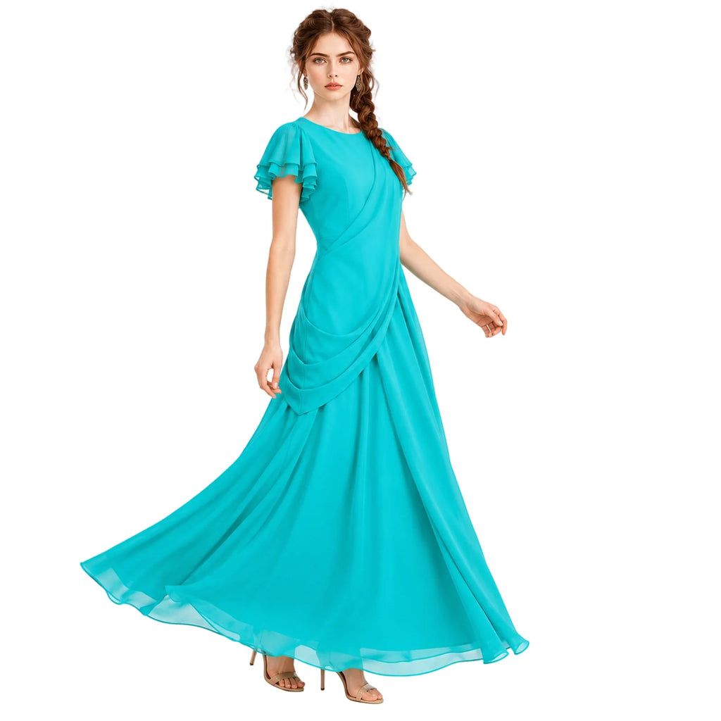 Front and angled view of the Statue of Liberty costume gown
