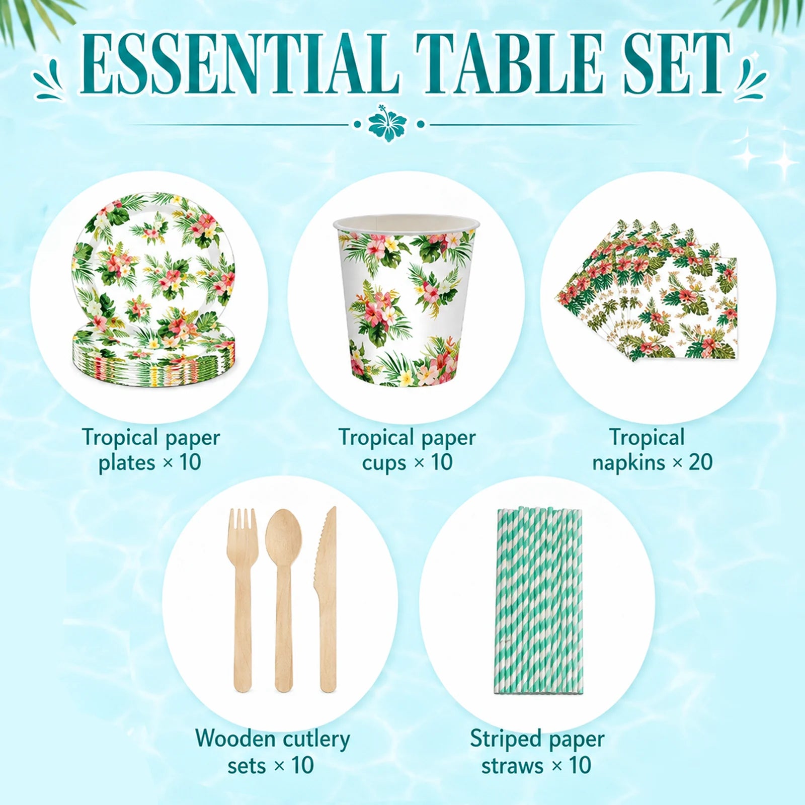 Essential table set for a summer pool party