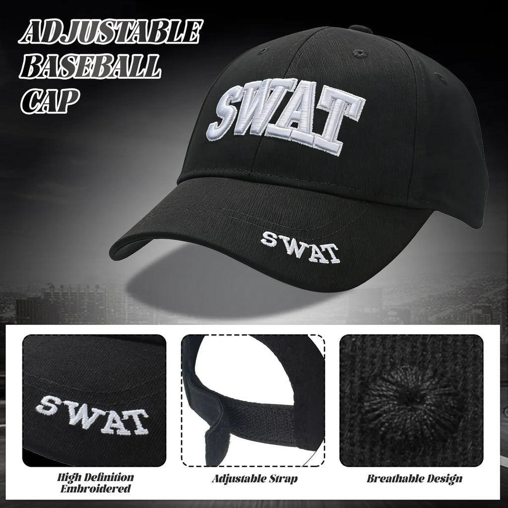 Close-up details of the swat costume accessories set, showing visible texture, color, and construction.