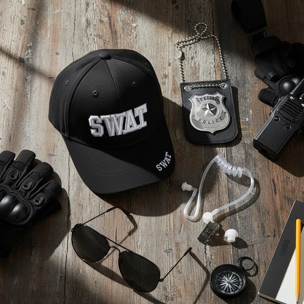 Feature graphic for the swat costume accessories set, highlighting visible design details and intended use.