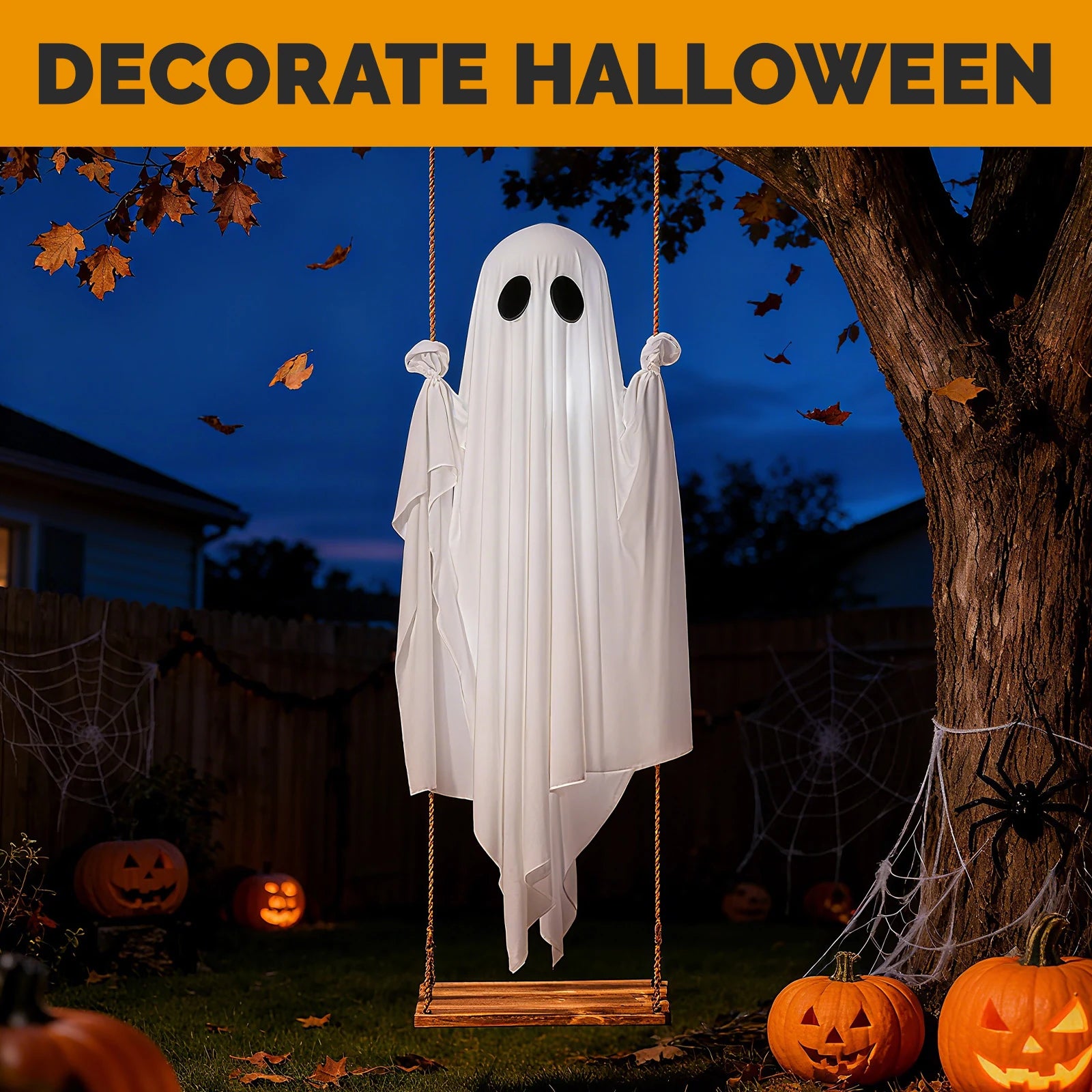 Non-lighted swinging ghost decoration display