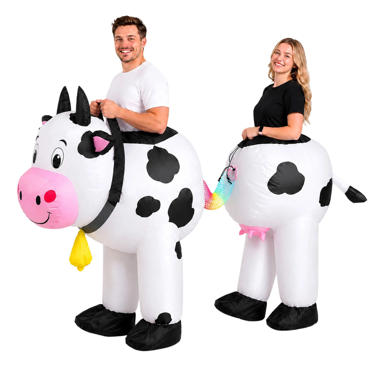 Three-quarter views show the front cow head section and rear tail section