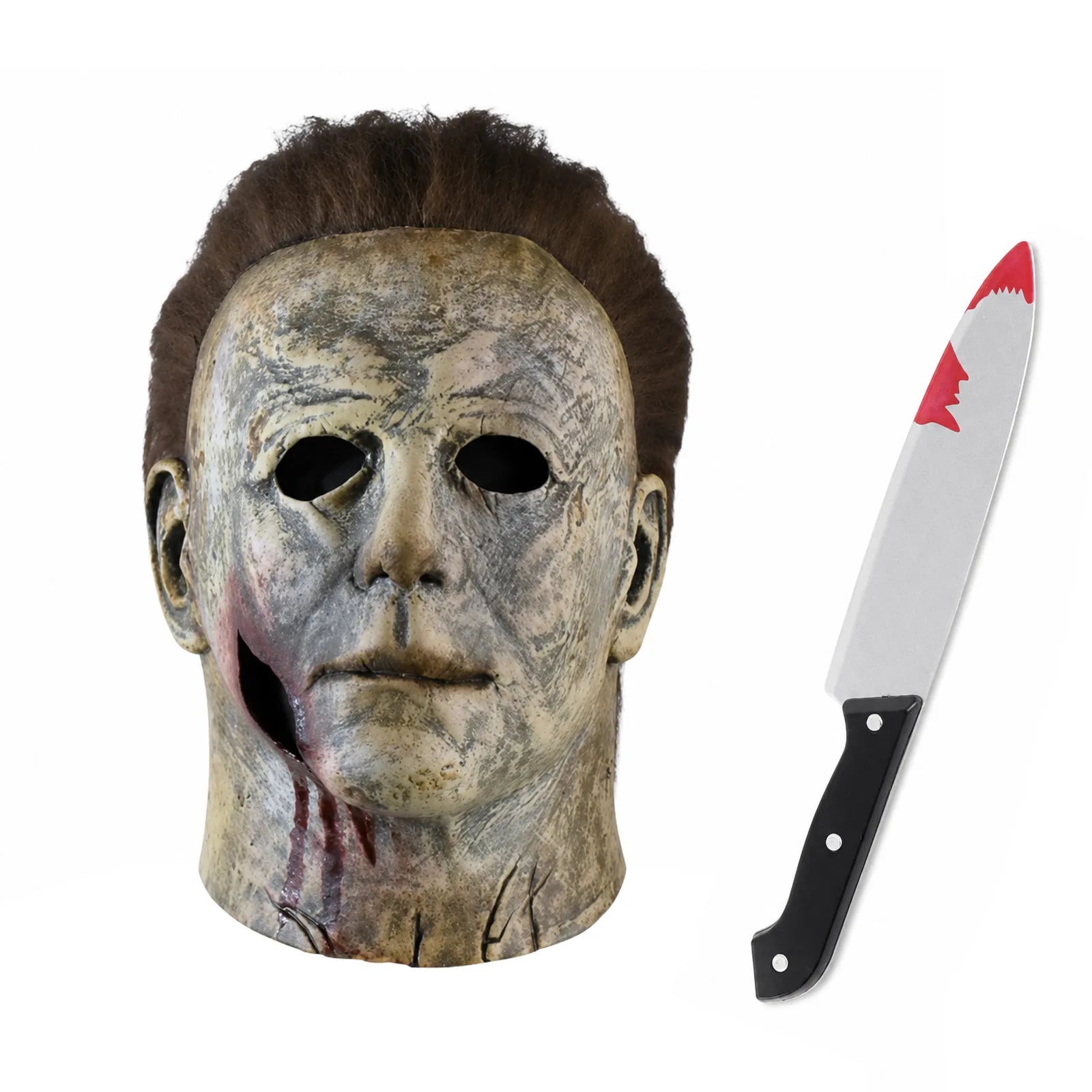 Weathered Slasher Mask & Prop Knife Set, front product view