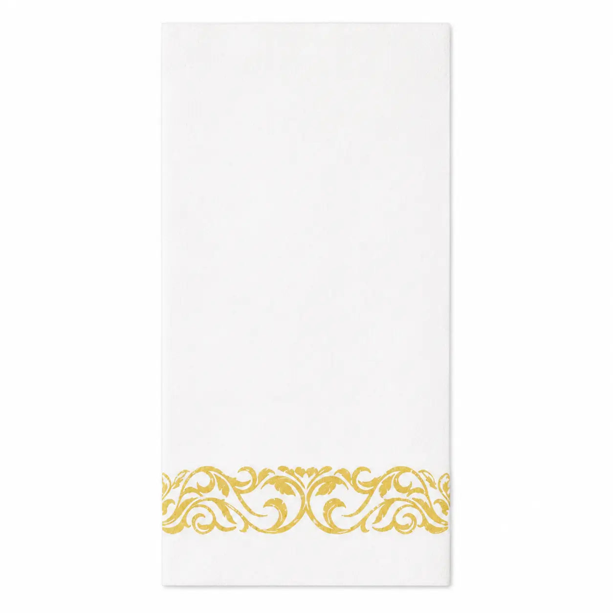 White paper napkin with gold damask border design for gothic Halloween party, wedding, or elegant table decor
