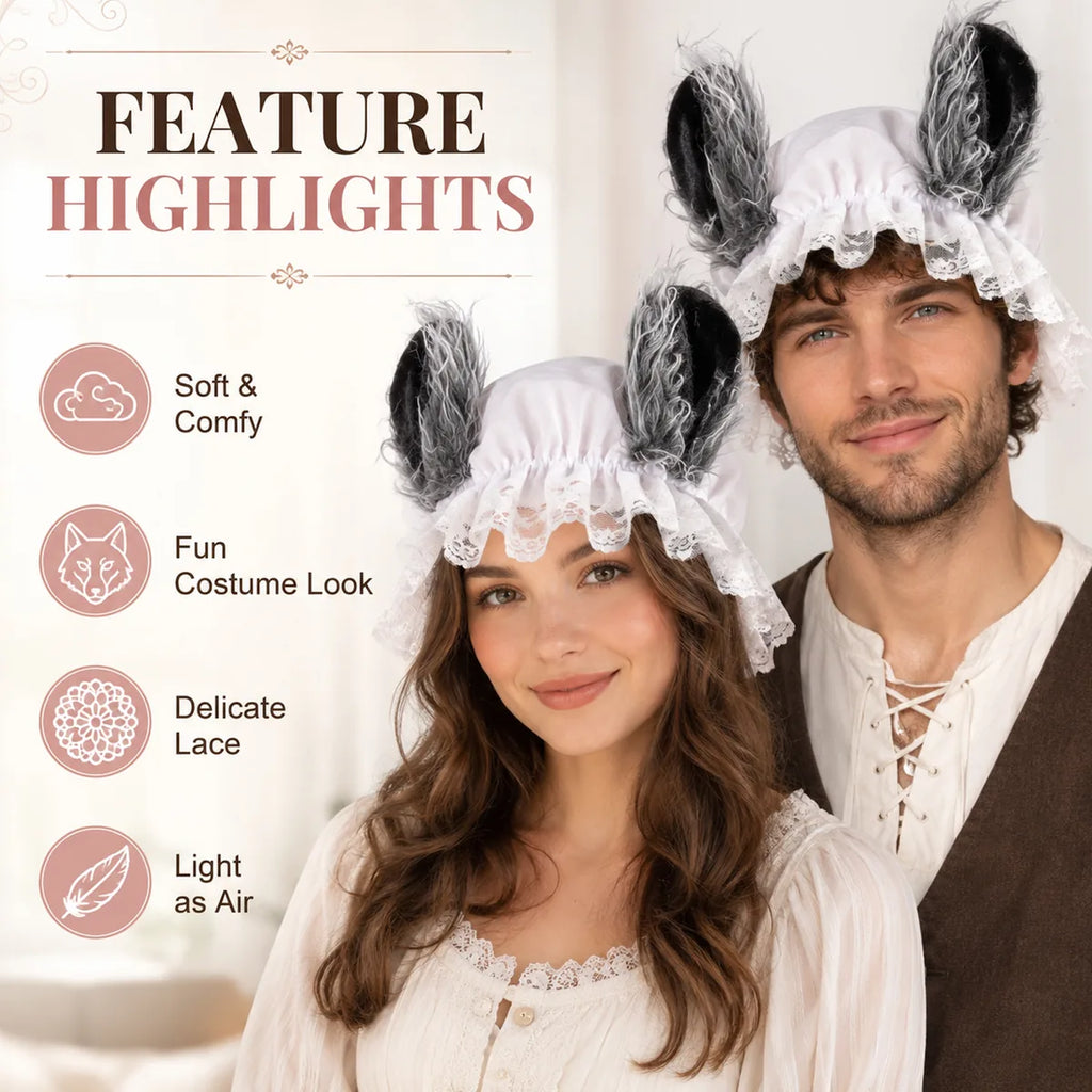 Feature graphic for the wolf ear lace bonnet, highlighting visible design details and intended use.