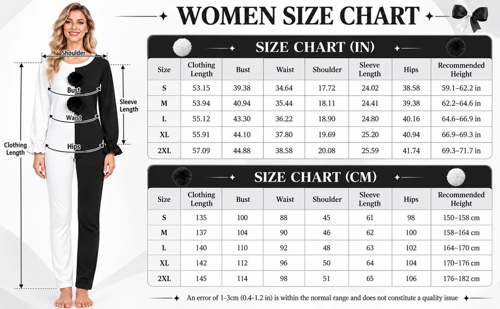The S–2XL size chart lists jumpsuit length, bust, waist, shoulder, sleeve, hips and recommended height.