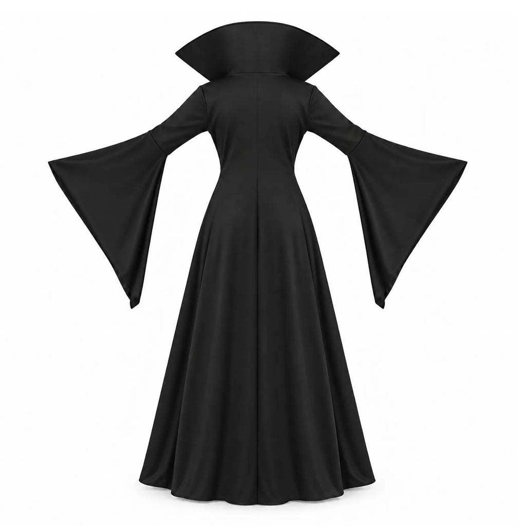 Standing views show the front, side and back of the women's vampire costume.