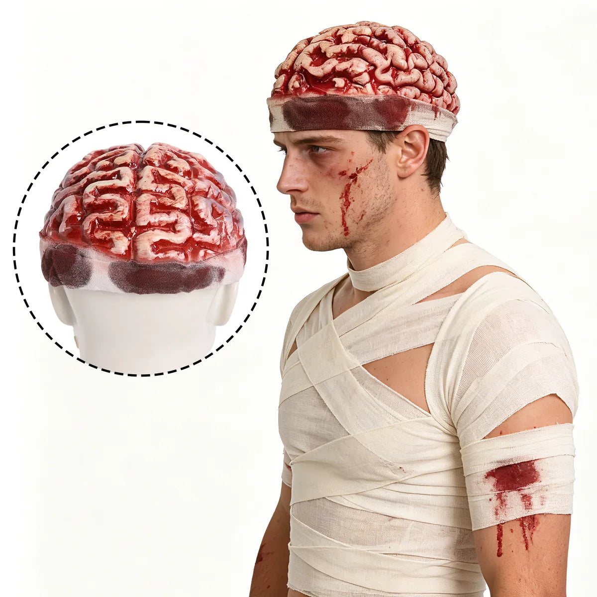 Back view of the zombie exposed brain hat, showing the rear shape and visible construction.