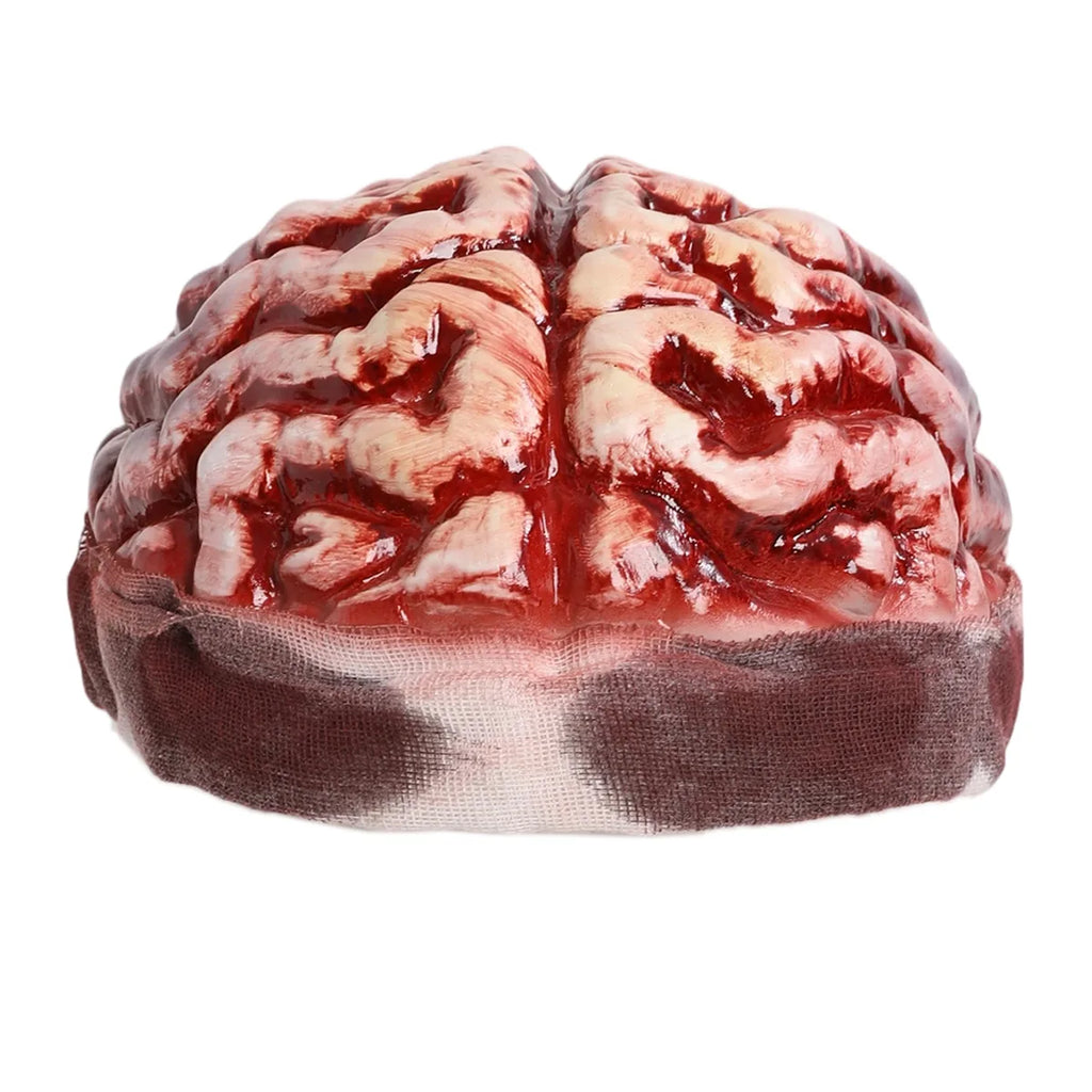 Front view of the zombie exposed brain hat, showing its overall shape and visible design.